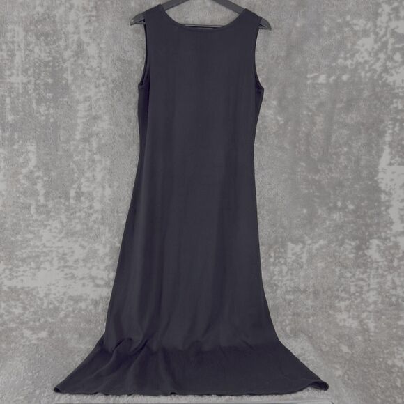 Carole Little Sz L Wool Acrylic Blend Sleeveless Maxi A Line Dress Black Casual - Picture 4 of 9